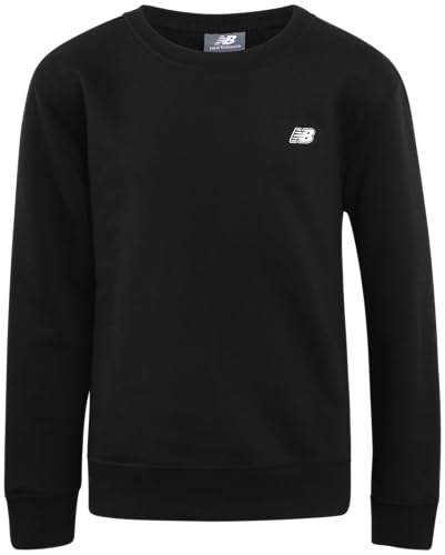 New Balance Active Boys Sweatshirts - Soft Breathable Fleece Crewneck Pullover Kids Sweatshirts Youth Fashion (8-20), Size 8, Deep Black