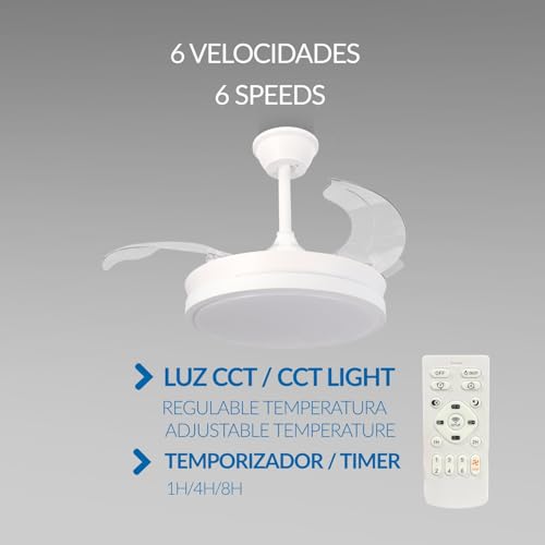Ventilateur de plafond avec télécommande et minuterie White Thor LED
