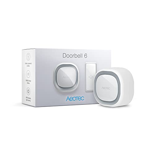Aeotec Z-Wave Doorbell 6 avec Outdoor Button, Z-Wave Plus, Sonnerie Lumineuse et Murale, Carillon sans Fil Smart Home, 110 Db, Alertes audio et Visuelles (Doorbell 6 avec Button) ZW162 Cover