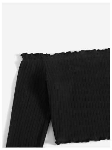 MakeMeChic Women's Casual Two Piece Outfits Ribbed Knit Off Shoulder Crop Top and Plaid Split Skirt Set3