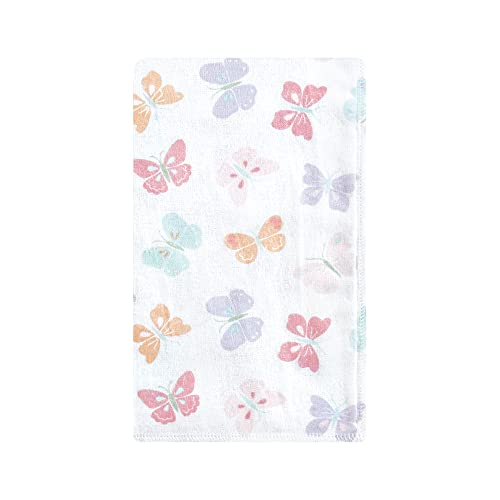 Image of Hudson Baby Unisex Baby Cotton Flannel Burp Cloths, Pastel Butterfly, One Size
