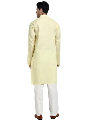 Men's Cotton Blend Casual Kurta Pajama Set (Beige, X-Large)2