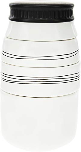 Set de 4 vasos medidores apilables de cerámica blanca 6" miniatura 6