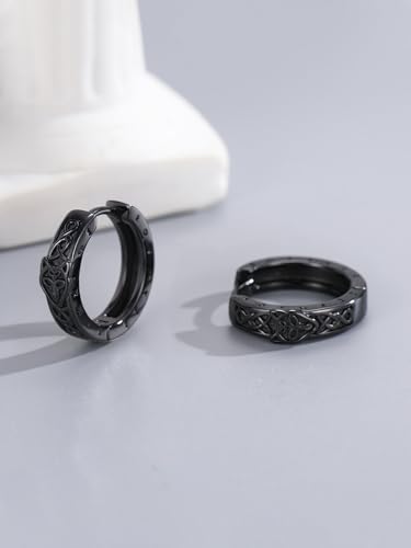 Black Earrings 925 Sterling Silver Black Hoop Earring Jewelry Gifts for Men2
