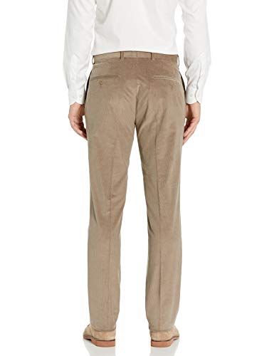 Men's Flat Front Slim Fit Baby Cord Dress Pant, tan, 30W X 34 L2