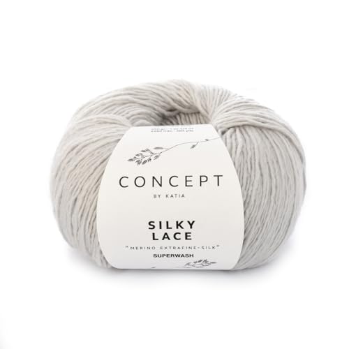 Katia Silky Lace FB. Perla (173) – 50 g/env. Laine 260 m avec teneur en Soie pour Tricot et Crochet