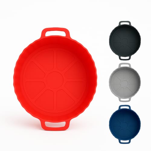 Kit 2 Formas de Silicone para Air Fryer Reutilizáveis com Alça | Antiaderente, Resistente ao Calor, Uso em Forno e Micro-ondas | Fácil de Limpar e Ecológico