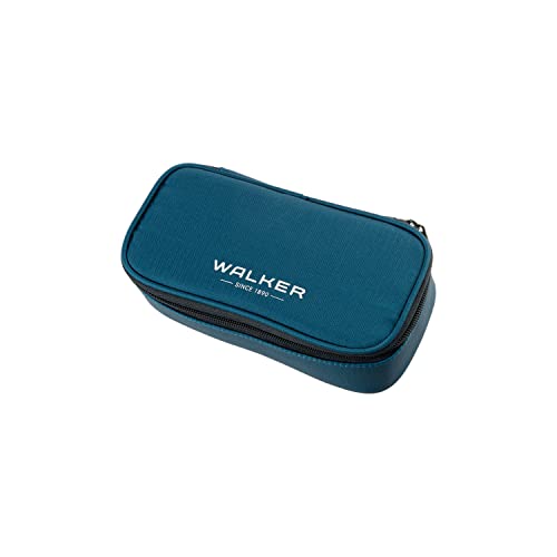 Walker 49113-370 - Schlamperbox "Steel Blue", Federmappe mit geräumigem Hauptfach, doppelseitiger Trennwand mit 20 Stiftfächern, Zippfach und robustem Reißverschluss