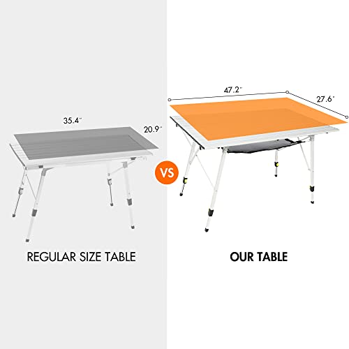 image for PORTAL Camping Table Portable Foldable with Adjustable Legs, Aluminum 