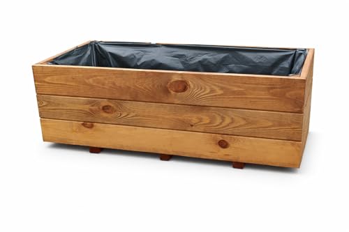 FKL DESIGN Home Deco Jardinière en Bois pour Pots de Fleurs, Jardin, terrasse, prête à Monter, 80 cm x 40 cm x 30 cm, D28 (Teck)