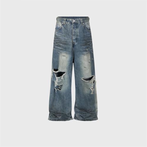 Men’s Tassel Patchwork Vintage Jeans, Streetwear Harajuku Hip Hop, Baggy Loose Fit Denim2
