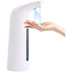Dispensador De Jabon Liquido Con Sensor Vesaneae Dispensador de Jabón Automático, 400ml Dispensador de Jabón Líquido con Sensor, Bateria No Incluido, Impermeable IPX6, Dispensador de Desinfectante sin Contacto para Baño Cocina (Blanco)
