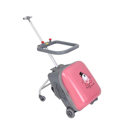 Expandable Luggage with Spinner Wheels,Suitcases with Child Seat,Hard Luggage for Women And Men,20 Inch Hardside Carry on Luggage for Travel,Pink,Safety bar type