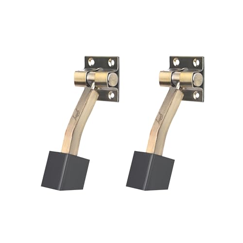 Image of Godrej Door Fittings | Door Stopper for Home with Rubber (Pack of 2, Antique Brass) | Rubber Stopper with Click Action | 180 Swing Control | Heavy Duty Stopper for Home, Office & Hotel