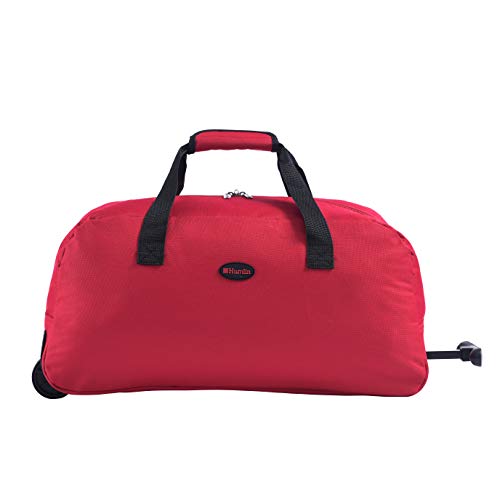 Cabin Approved Travel Duffel Bag by Humlin | Wheeled Holdall |Lightweight Trolley Duffle with Wheels (Red)