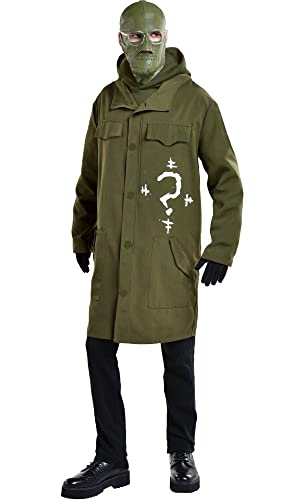 Party City Riddler Halloween Costume for Men, The Batman, Includes Coat and Mask, Standard Size Multicolor