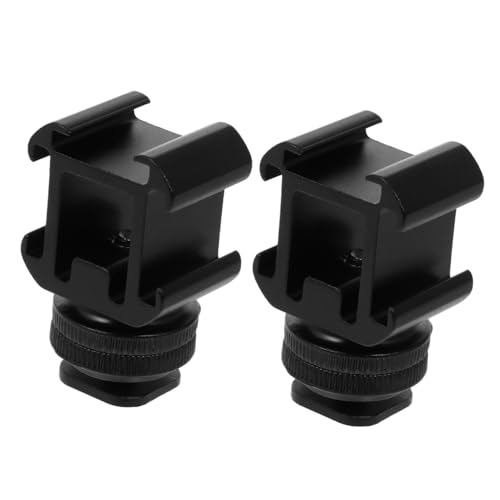 FELTECHELECTR 2 Sets Camera Mount Accessories Hot Shoe Adapter Camera Hot Shoe Mount Cellphone Holder Hot Shoe Base Kick Stand for Phone Shoe Mount Adapter Mic Mount Aluminum Alloy Black