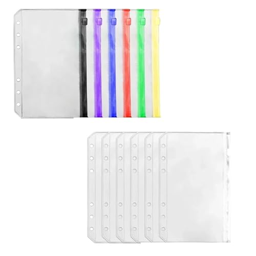 Bolsillos para carpetas A6 en pack de 36 fundas de PVC transparente con cremallera