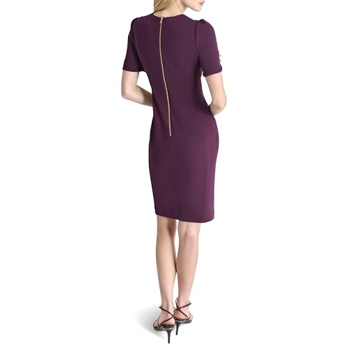 Image of DKNY Women's Short Tulip Sleeve Sheath Dress with Button Detail