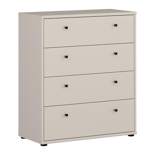 Forte TEMPRA 2 Kommode 70 80 Moderne Kommode mit 4 Schubladen Schlafzimmer Wohnzimmer Büro Holzwerkstoff Kaschmir|Beige 73 7 cm breit x 85 5 cm hoch x 34 8 cm tief