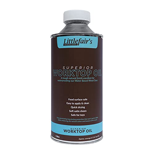 Littlefair’s Worktop Oil 1ltr - All Round Protection & Food Safe Wood Oil - Kitchen Worktop Oil with Easy Apply & Quick Dry Formula - Wooden Worktop Oil for a Beautiful Satin Sheen - All Wood Types