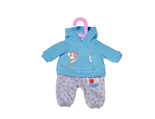 Zapf Creation Dolly Moda Ropa para Muñecas, Conjunto Deportivo Perro Azul, 30 cm, Sudadera con Capucha y Pantalón