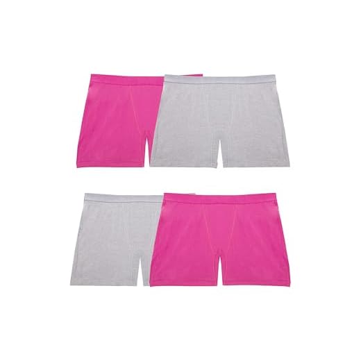 Fruit of the Loom Women's 360 Underwear, High Performance Stretch for Effortless Comfort, Available in Plus Size, Cotton Blend-Boxer Brief-4 Pack-Navy/Pink/Grey/White
