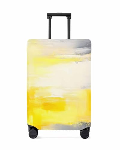 Ombre Texture Travel Luggage Cover, Yellow Grey Art Anti-scratch Travel Suitcase Protector Covers, Washable Elastic Baggage Covers Fit 22-25 Inch Carry on Luggage