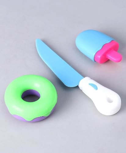 Image of PLUSPOINT 12 Pcs Cake Cutting Set Realistic Sliceable Cake Food Play Set Food Toy Pretend Cutting Play Cake Desserts Ice Cream and Donuts Birthday Gifts Toy Set for Boys Kids Girls