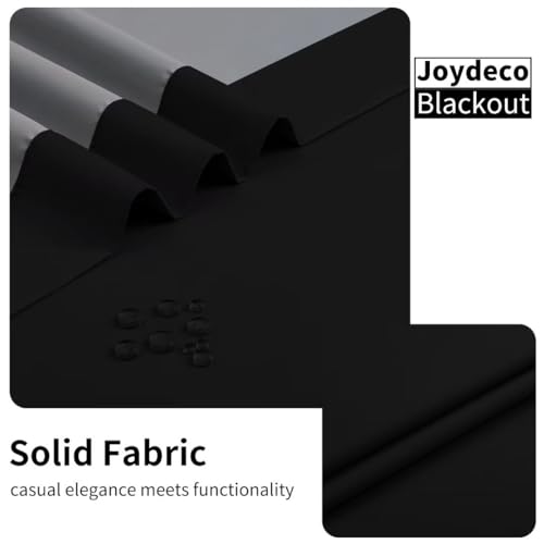 Image of Joydeco Black 90 Inch Curtains, 2 Panels Set, Blackout, Grommet, Modern Style, Black, 52 inchW x 90 inchL, Living Room & Bedroom