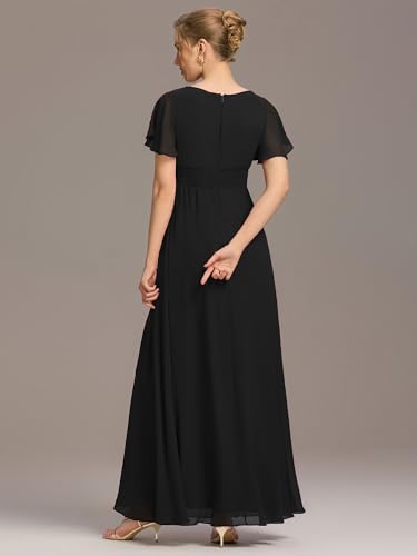 Ever-Pretty Women's Classic Round Neck Short Sleeves Chiffon Floor Length Bridesmaid Dress 01840-PH2
