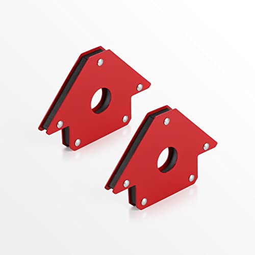 CPROSP 2pcs Positionneur de Soudage Magnétique Force de Traction 11KG, Angles Aimantés 45°, 90°, 135°, Équerre Aimanté pour Soudure Rouge, Arrow Welding Magnet