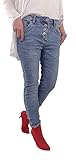 Nimm einfach eine weißes Shir für den casual Style. Kombiniere die Denim Hose mit einem coolen Top zu Sommerboots oder Zehentrennern für den Stadtbummel oder Bluse und Pumps fürs Office. Die Jeans ist ein echter Allrounder.