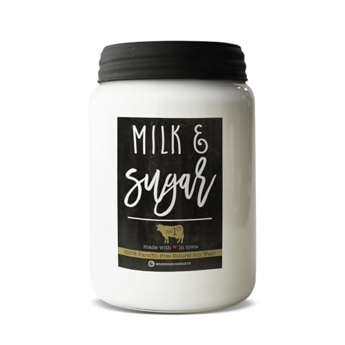 Milkhouse Candle Company Milk & Sugar Soy Candle - Caramelized Sugar | Warm Milk | Vanilla & Nutmeg Scented - 26 oz Farmhouse Jar with Lid 150+ Hour Burn Time Made in the USA