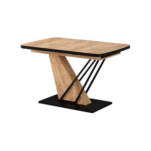 Vicco Table de Salle à Manger Fenaro, Noir/chêne, 120x80cm Extensible, Extensible jusqu'à 160 cm...