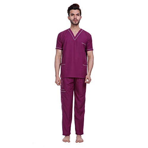 Unisex Scrub Suit set with piping V-Neck 3 Pocket Top and Cargo T...