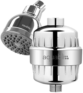 AquaBliss High Output Shower Filter with Replaceable Multi-Stage Filter Cartridge & TurboSpa Shower Head Transform Itching, Eczema & Acne into Glowing Hair, Nails & Skin Fast - Chrome Exclusive