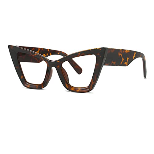 Image of Retro Cat Eye Blue Light Blocking Reading Glasses For Women Men Oversized Anti Anti Glare UV Eyewear (leopard, 4.50, multiplier x)