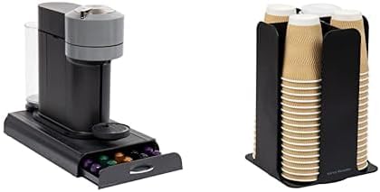 Mind Reader Nespresso Compatible Capsule Drawer Countertop Organize & Cup and Lid Carousel, Black