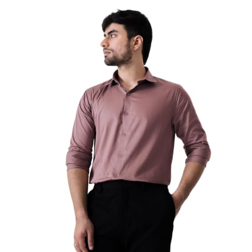 Image of BEYOURS Men's Full Sleeve Shirt Regular Fit Spread Collar 100% Cotton Satin Office & Formal.