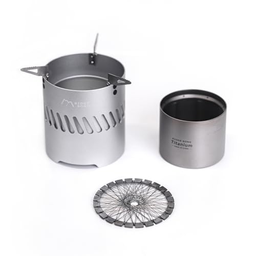 The Ridge Song Blaze Turbo titanium alcohol stove features a high-efficiency mesh structure that is durable, lightweight, and portable, making it ideal for activities such as hiking and camping.