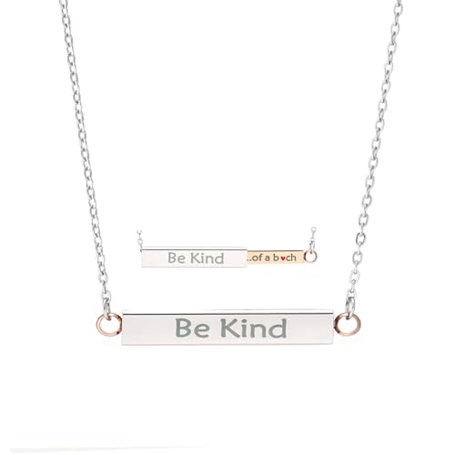 Be Kind Of A B Necklaces For Women Hidden Message Necklace Best Friends Sorority Sisters Inspirational Bar Necklace Stainless SteelFriendship Gift Jewelry Rose Gold horizontal bar