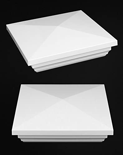 QWORK Vinyl Fence Post Cap, 4 Pack 4" x 4" PVC Square Fence Post Top Cover, New England Pyramid Style, for Mailbox, Lamp Post, Deck, Dock, Piling Caps, White by QWORK - Used condition - Image 8