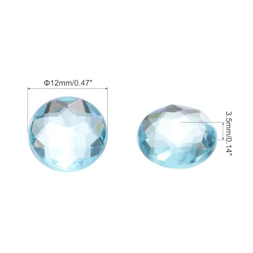 Image of MECCANIXITY Flat Back Round Acrylic Rhinestones,12mm Lake Blue Flatback Crystal Rhinestones for Crafts Clothes Shoes DIY Decoration Gifts 50Pcs