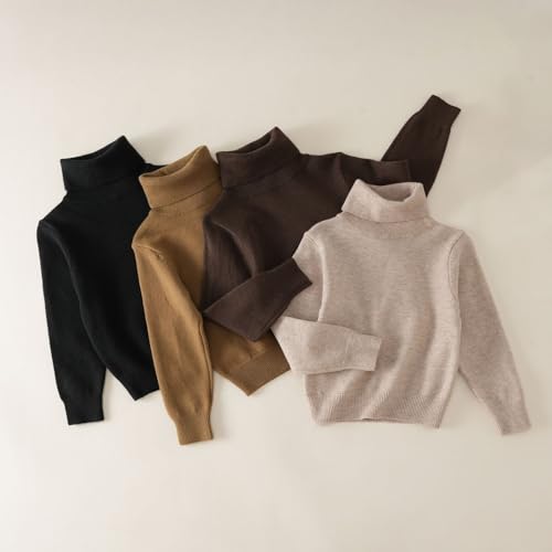 Girls Knit Solid Color Pullover Sweater Turtleneck High Collar Long Sleeve Tops Fall Winter Soft Cotton Sweaters Clothes2