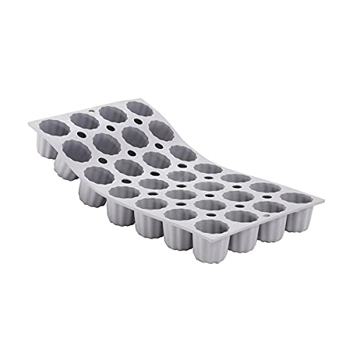 De Buyer - Plaque de 28 mini Canelés Bordelais ELASTOMOULE en mousse de silicone - 30 x 17,6 cm, diamètre 3,5 cm -