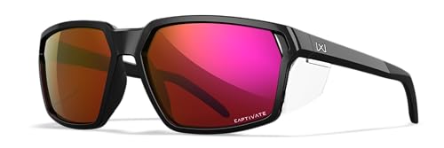 Wiley X WX Sierra Sunglasses Safety Glasses for Men Shatterproof UV Eye Protection for Combat and Shooting Captivate Red Mirror Lenses Gloss Black Frames2