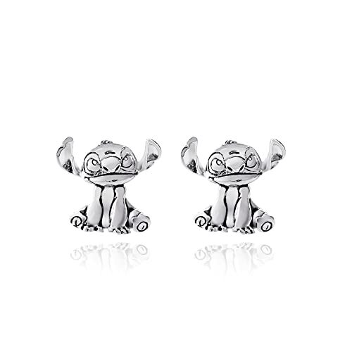 Disney Lilo & Stitch Stud Earrings - Silver Plated Stitch Earrings - Stitch Jewelry for Women - Officially Licensed