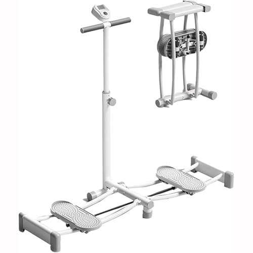 Máquina de esquí simulada for Interiores, máquina Entrenamiento con Bastones y colchonetas, Ejercicio Cardiovascular multifunción(White)
