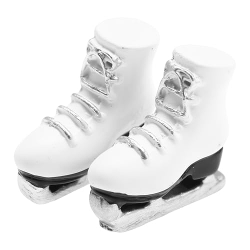 Patines de ruedas – Patines de Hielo Blancos realistas, Zapatos de Patinaje Miniaturas de resina | Característica Artesanía detallada, ventaja de accesorio de a Collectioner, UTI